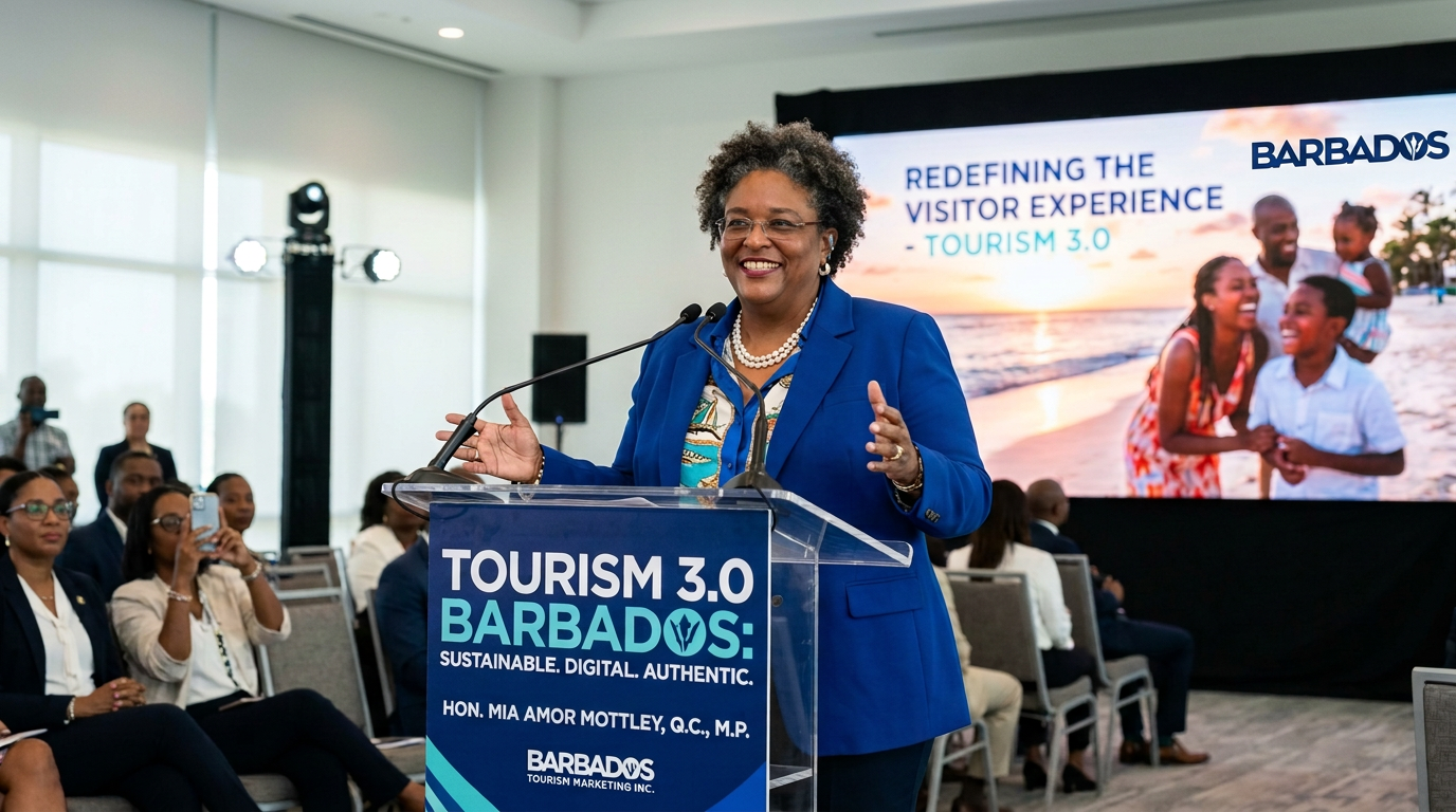 Hon. Mia Amor Mottley speaking at Tourism 3.0 Barbados event